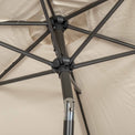 close up of the 6 grey aluminium ribs on the Ivory 2.5m Parasol 