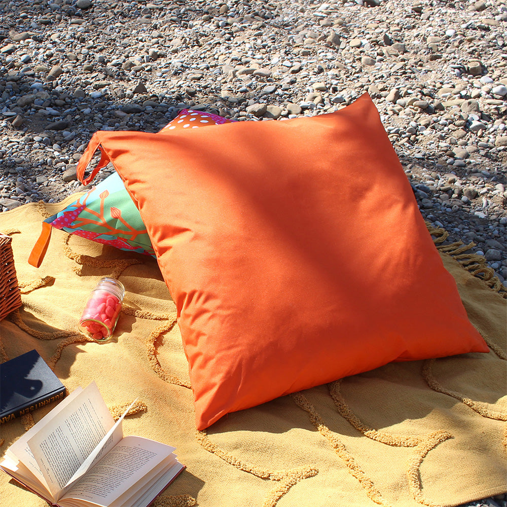 Wrap Plain Orange 70cm Outdoor Polyester Floor Cushion