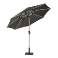 2.7m Grey LED Lit Solar Powered Outdoor Crank and Tilt Garden Parasol