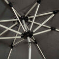 close up of the aluminium ribs on the 2.7m Grey LED Lit Solar Powered Outdoor Crank and Tilt Parasol