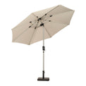 2.7m Ivory LED Lit Solar Powered Outdoor Crank and Tilt Parasol Garden Umbrella