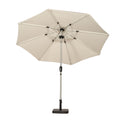 2.7m Ivory LED Lit Solar Powered Crank and Tilt Parasol  Outdoor Shade