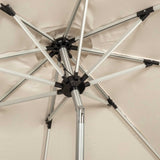 close up of the LED ribs on the 2.7m Ivory LED Lit Solar Powered Outdoor Crank and Tilt Parasol Canopy
