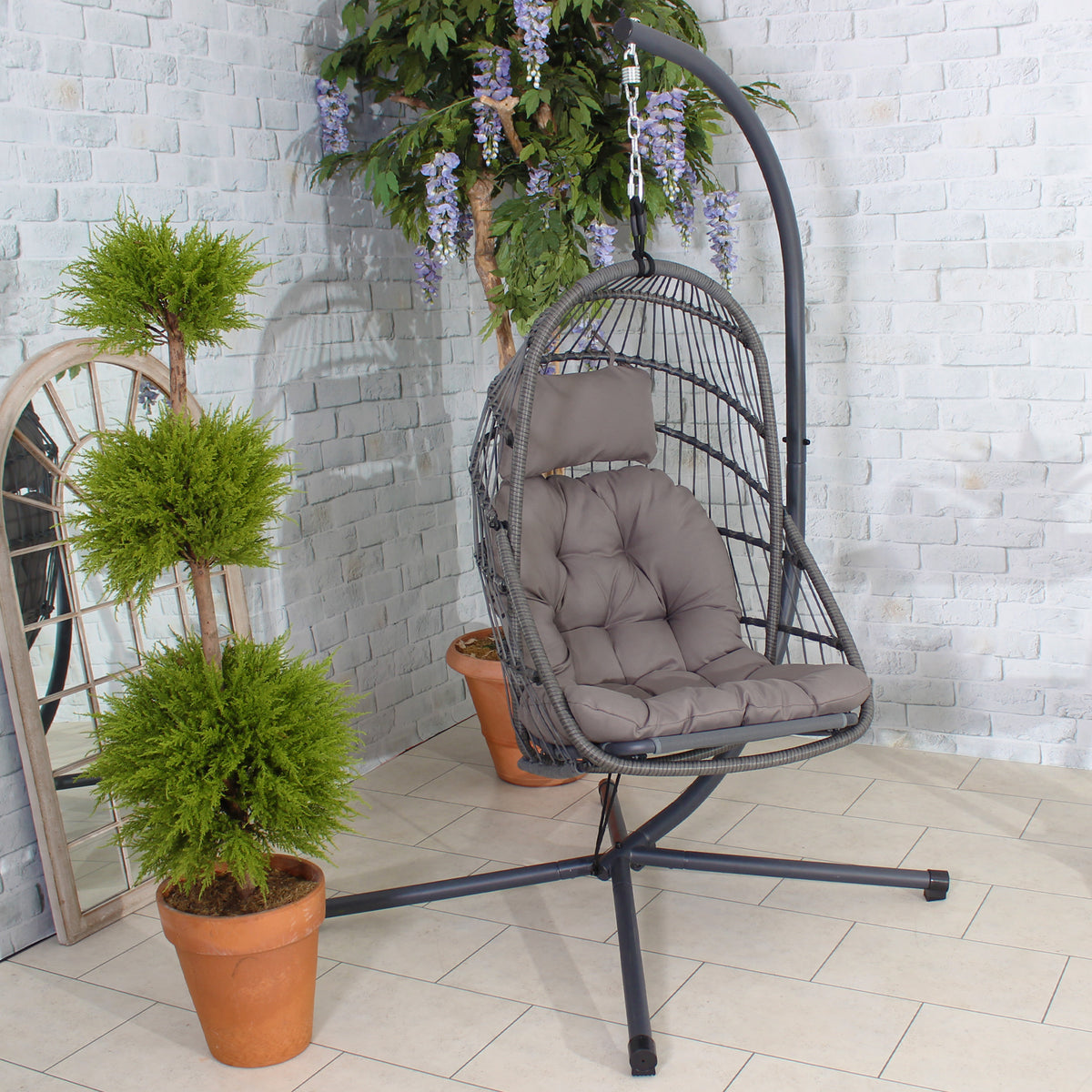 Relaxer Grey Hanging Pod Chair