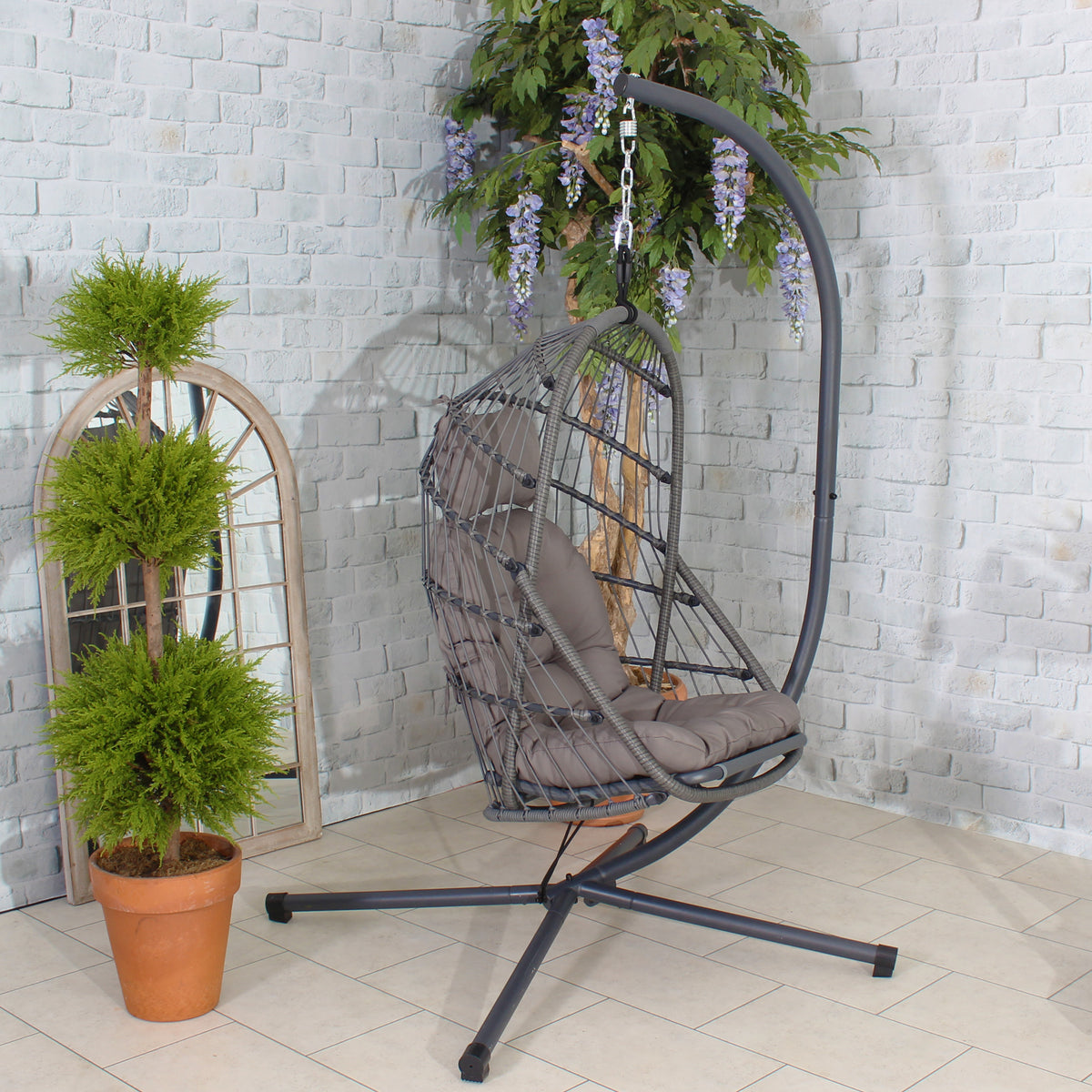 Garden Relaxer Grey Hanging Pod Swing Egg Chair Roseland