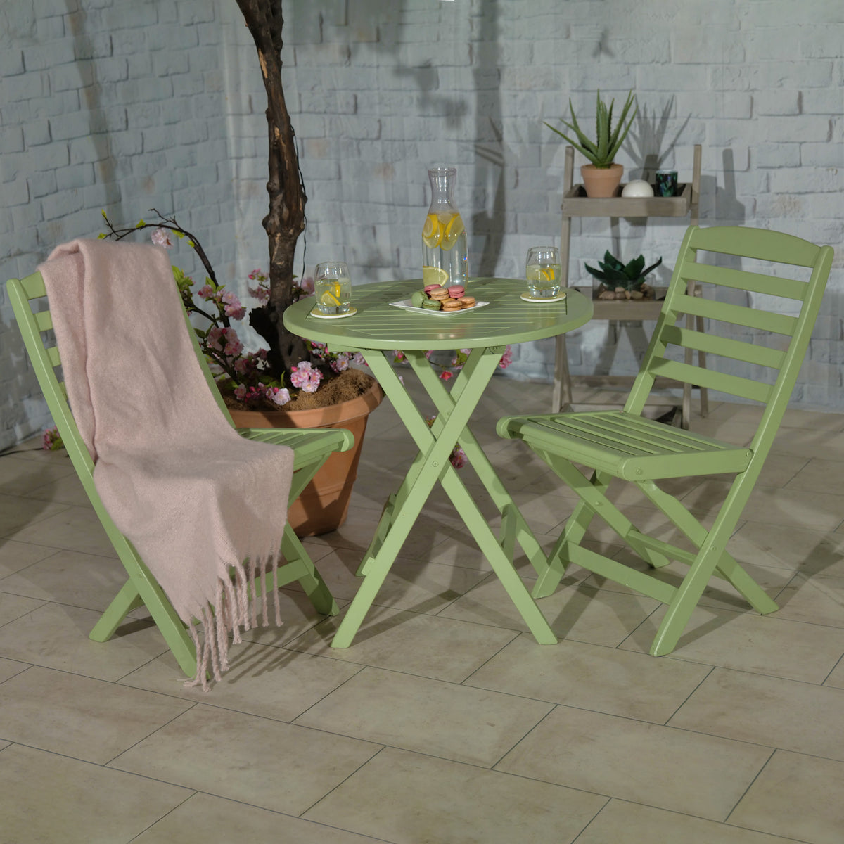 Porto Sage Green Folding Bistro Set