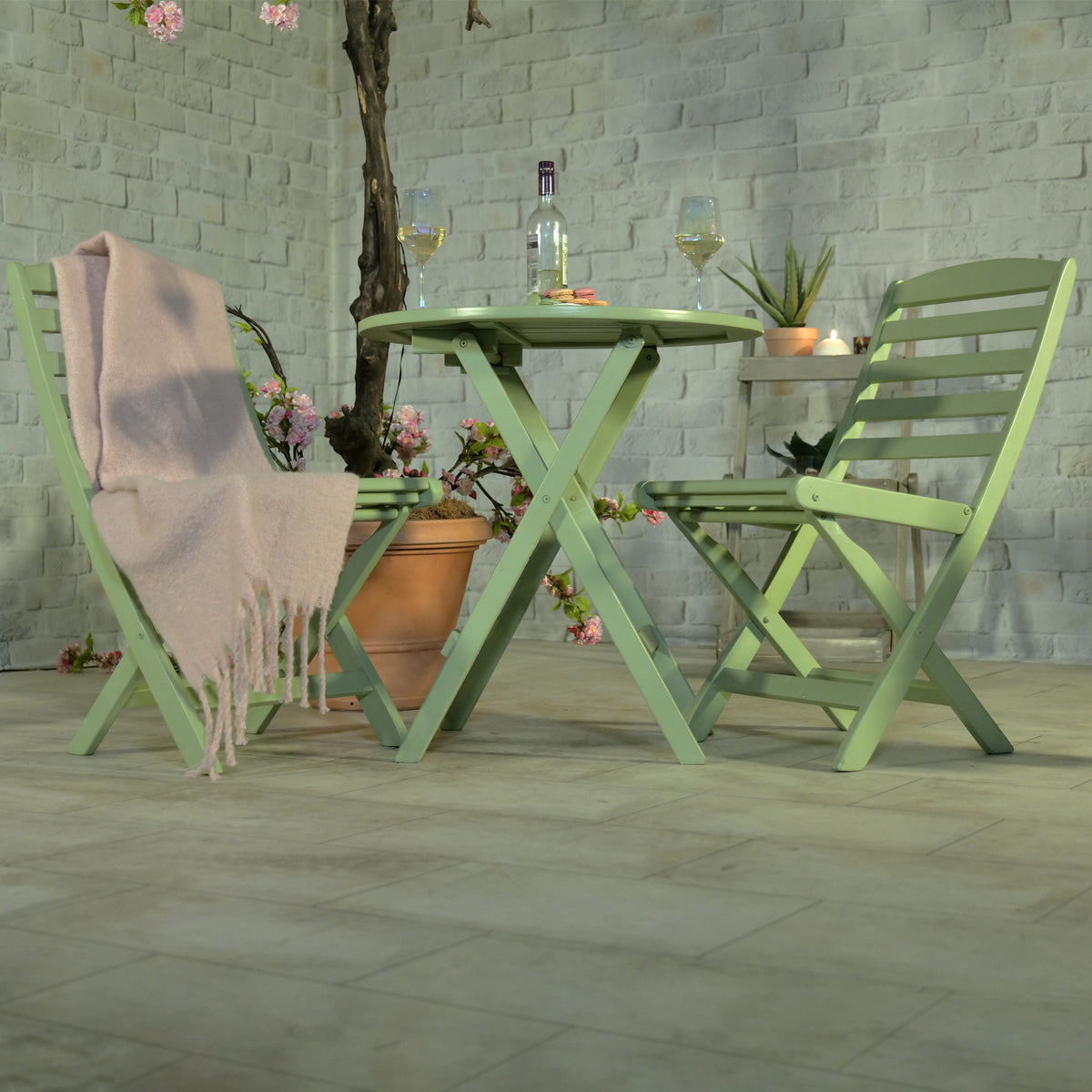 Porto Sage Green Folding Bistro Set