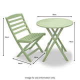Porto Sage Green Folding Bistro Set dimensions