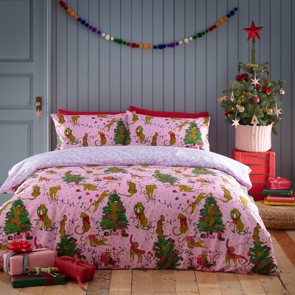 Animal Christmas Duvet Set | Toddler | Pink/Lilac