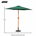 2.5m Green Crank & Tilt Garden Parasol with Wood Look Frame - Size Guide