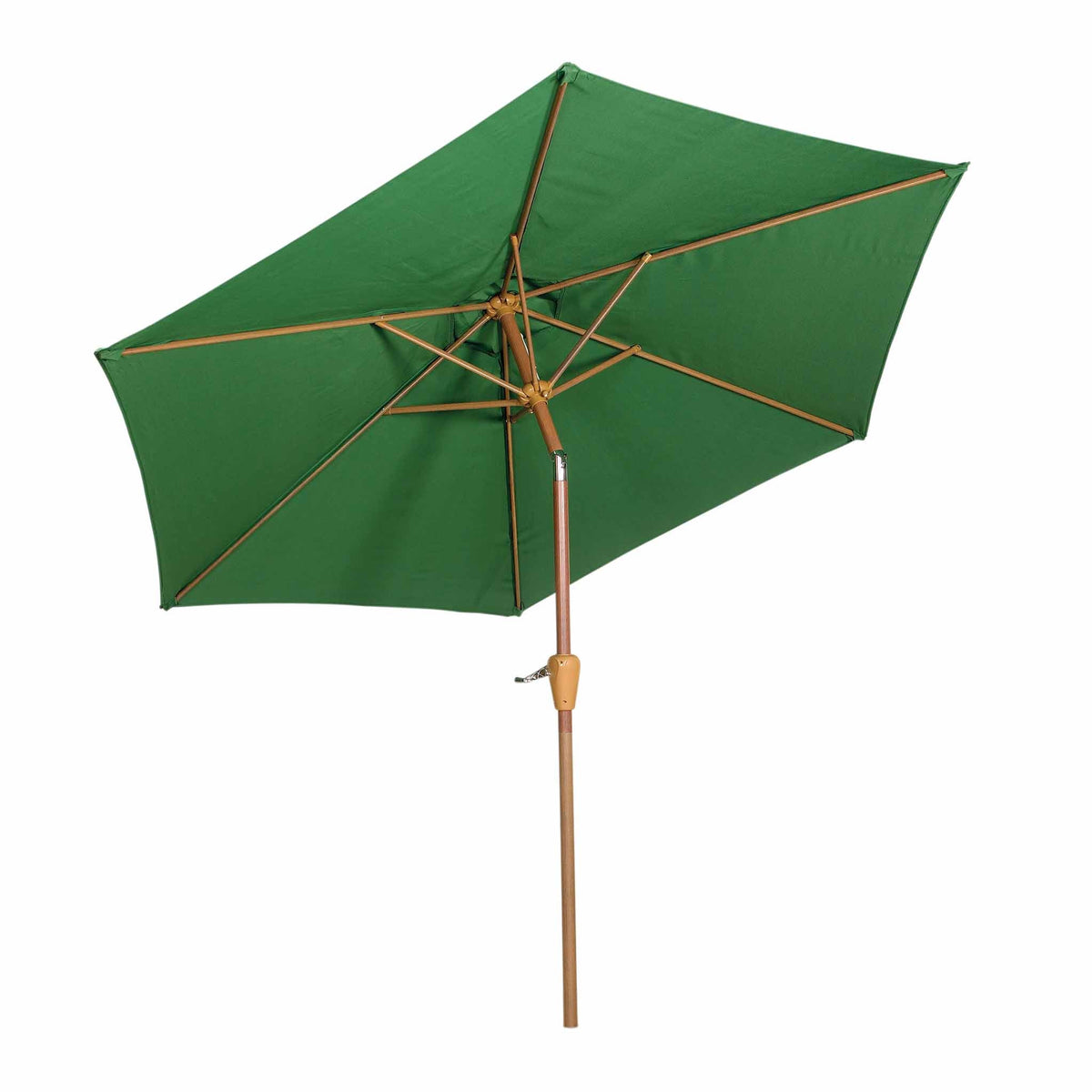 2.5m Green Crank & Tilt Garden Umbrella with Wood Look Frame