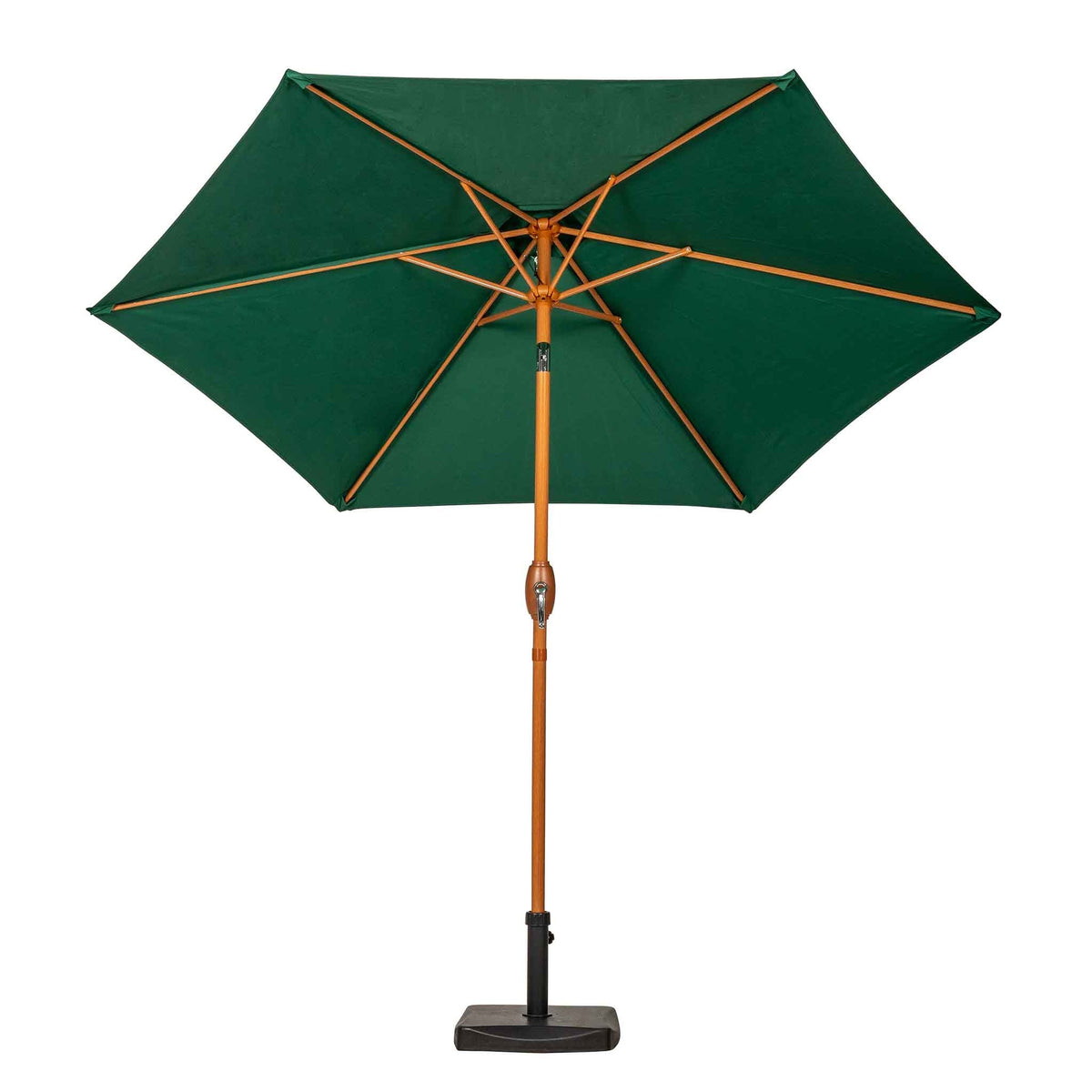 2.5m Green Crank & Tilt Outdoor Parasol Umbrella  with Wood Look Frame 