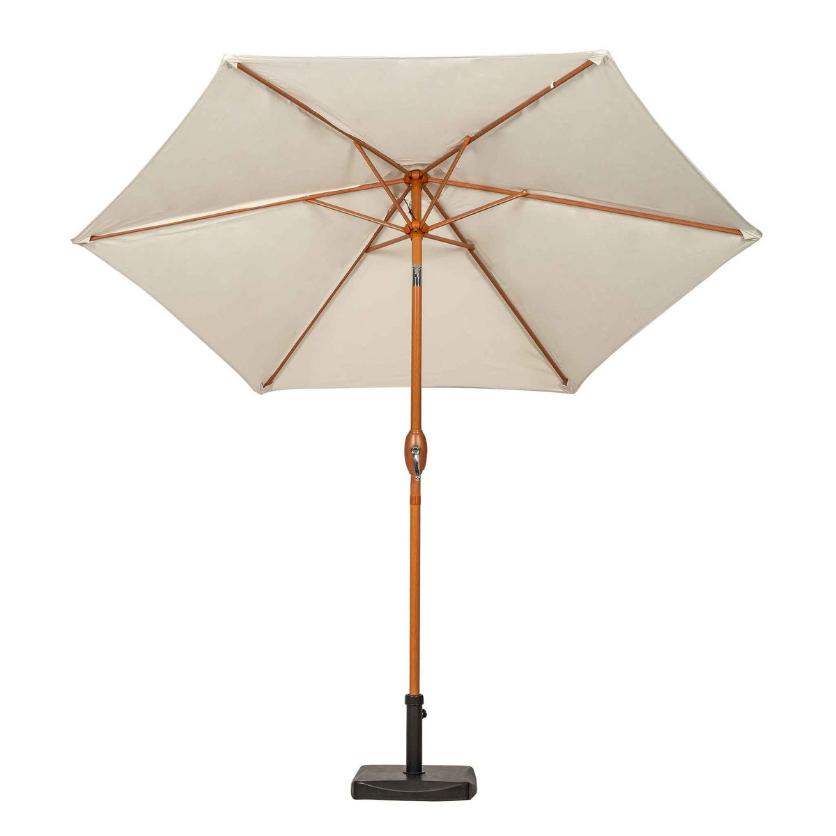 2.5m Ivory Crank & Tilt Garden Umbrella with wood look aluminium frame