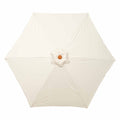top view of the weatherproof cream canopy on the 2.5m Ivory Garden Parasol with wood look aluminium frame