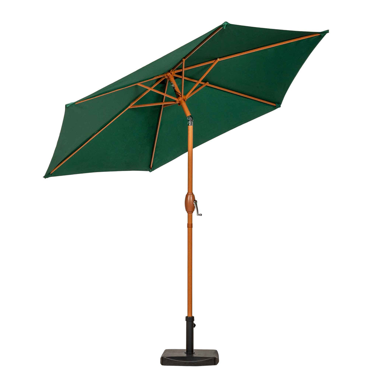 3m Green Parasol Wood look Aluminium Parasol by Roseland Furniture