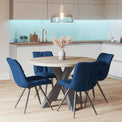 Rowley Round Dining Table with 4 Addison Blue Chairs
