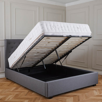 Richmond Faux Linen Ottoman Storage Bed Frame