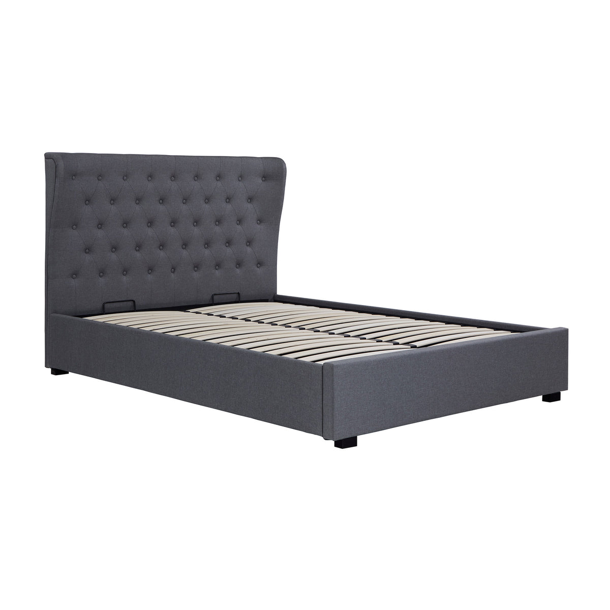 Richmond Faux Linen Winged Ottoman Storage Bed Frame