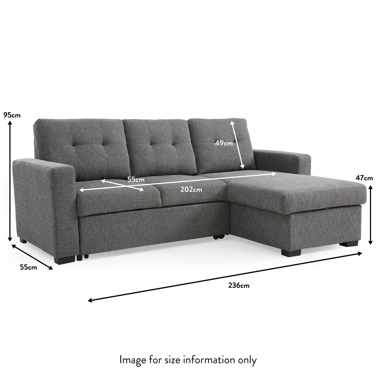 Bosworth Grey 3 Seater Corner Chaise Sofabed