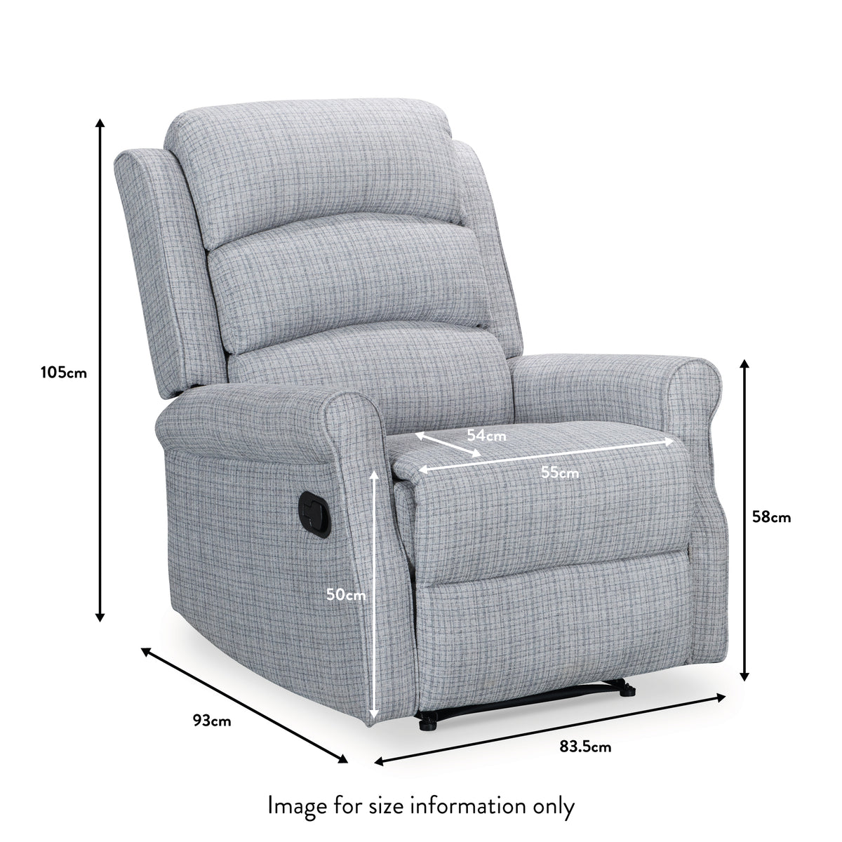 Edwin Grey Manual Recliner Chair dimensions