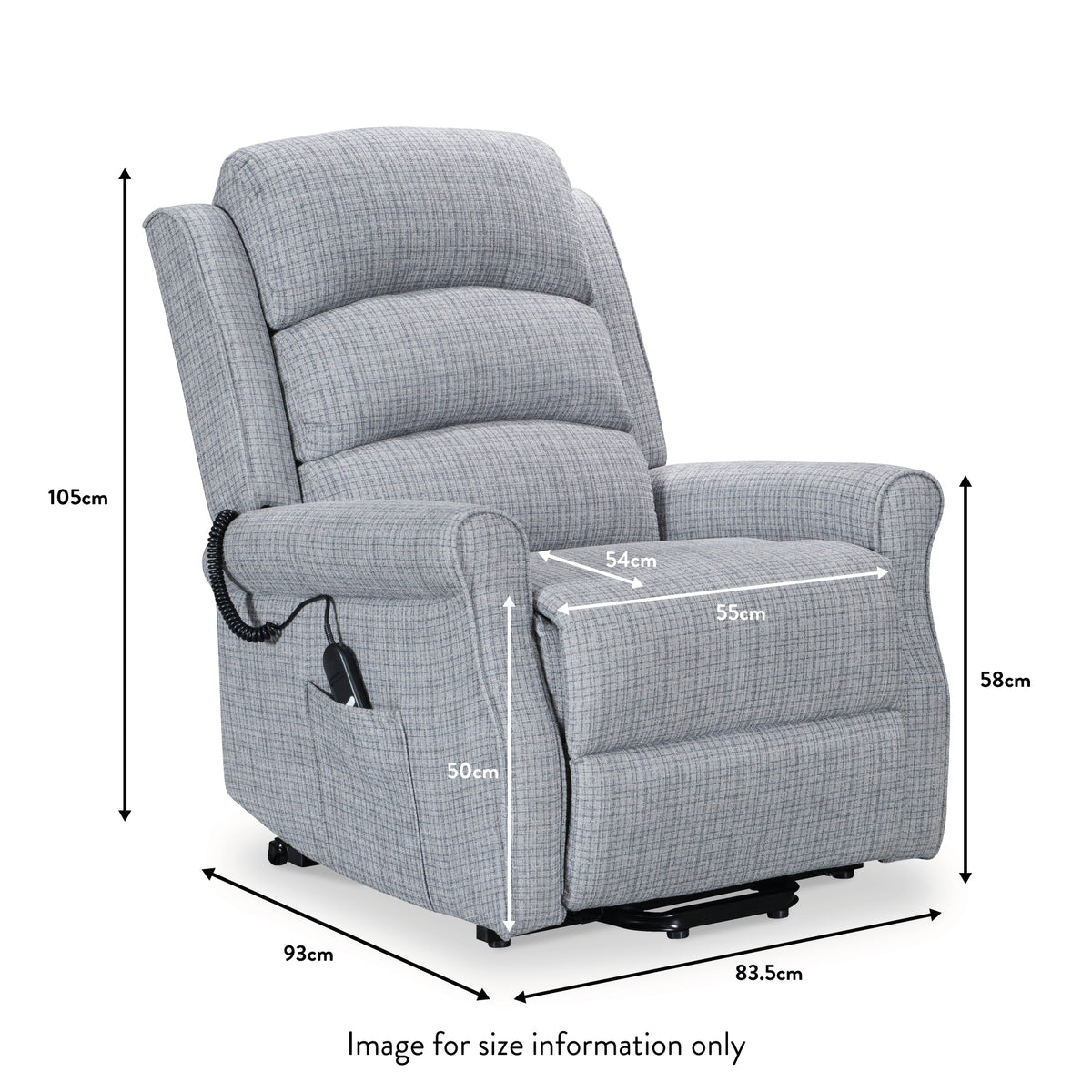 Edwin Grey Twin Motor Recliner Chair dimensions