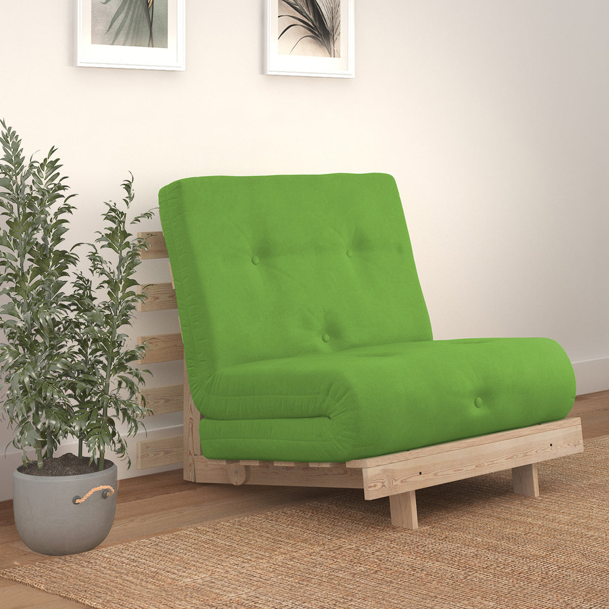 Maggie Apple Green Single Futon Sofa Bed for living room