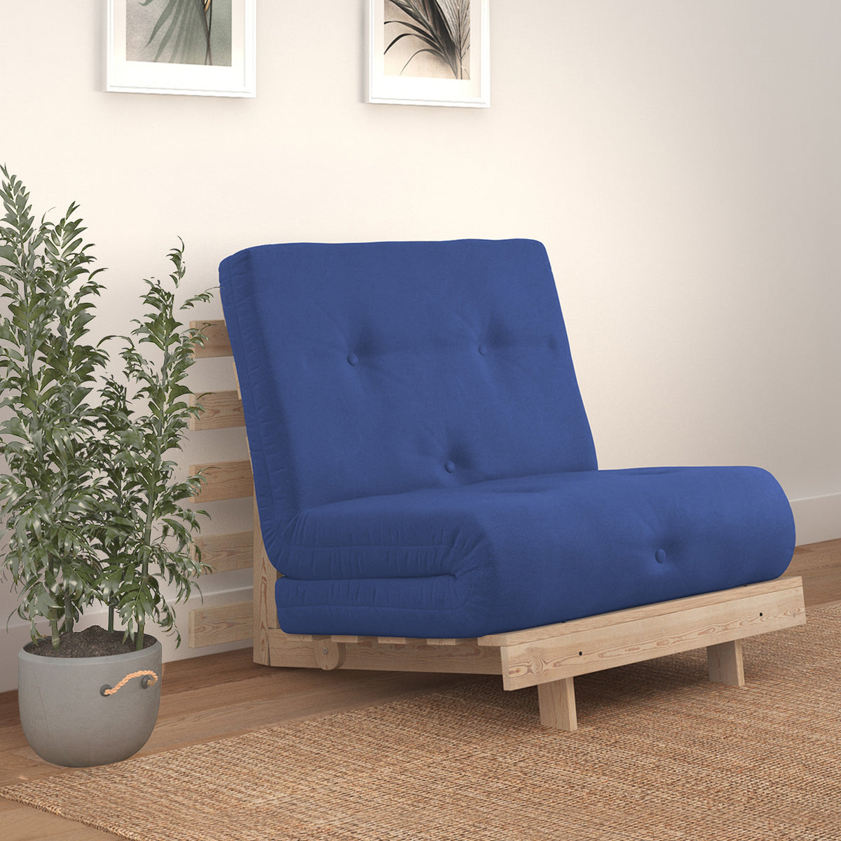 Maggie Blue Single Futon Sofa Bed for living room