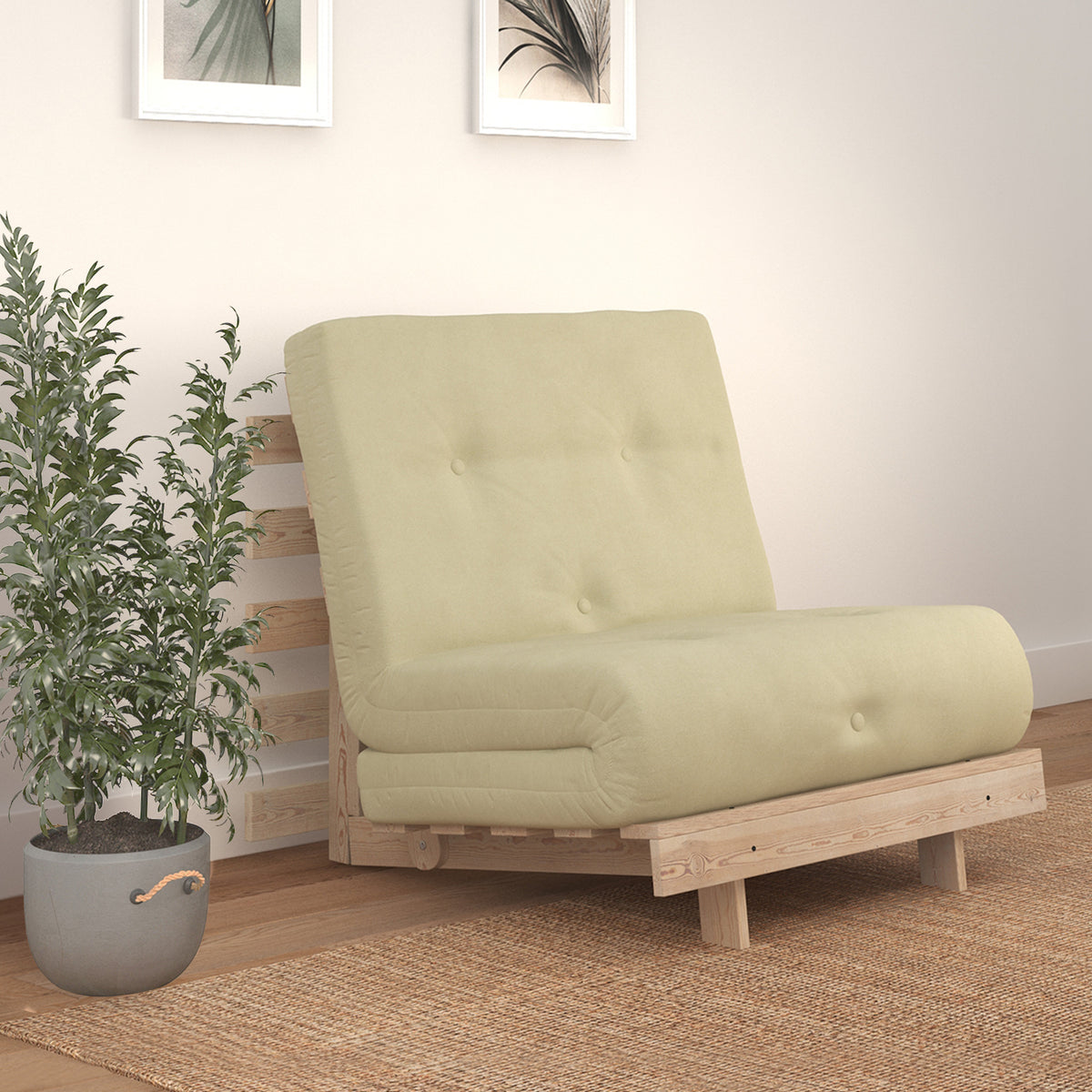 Maggie Beige Single Futon Sofa Bed for living room