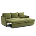 Thalia Olive Green Velvet 3 Seater Corner Chaise Sofa Bed from Roseland Furniture