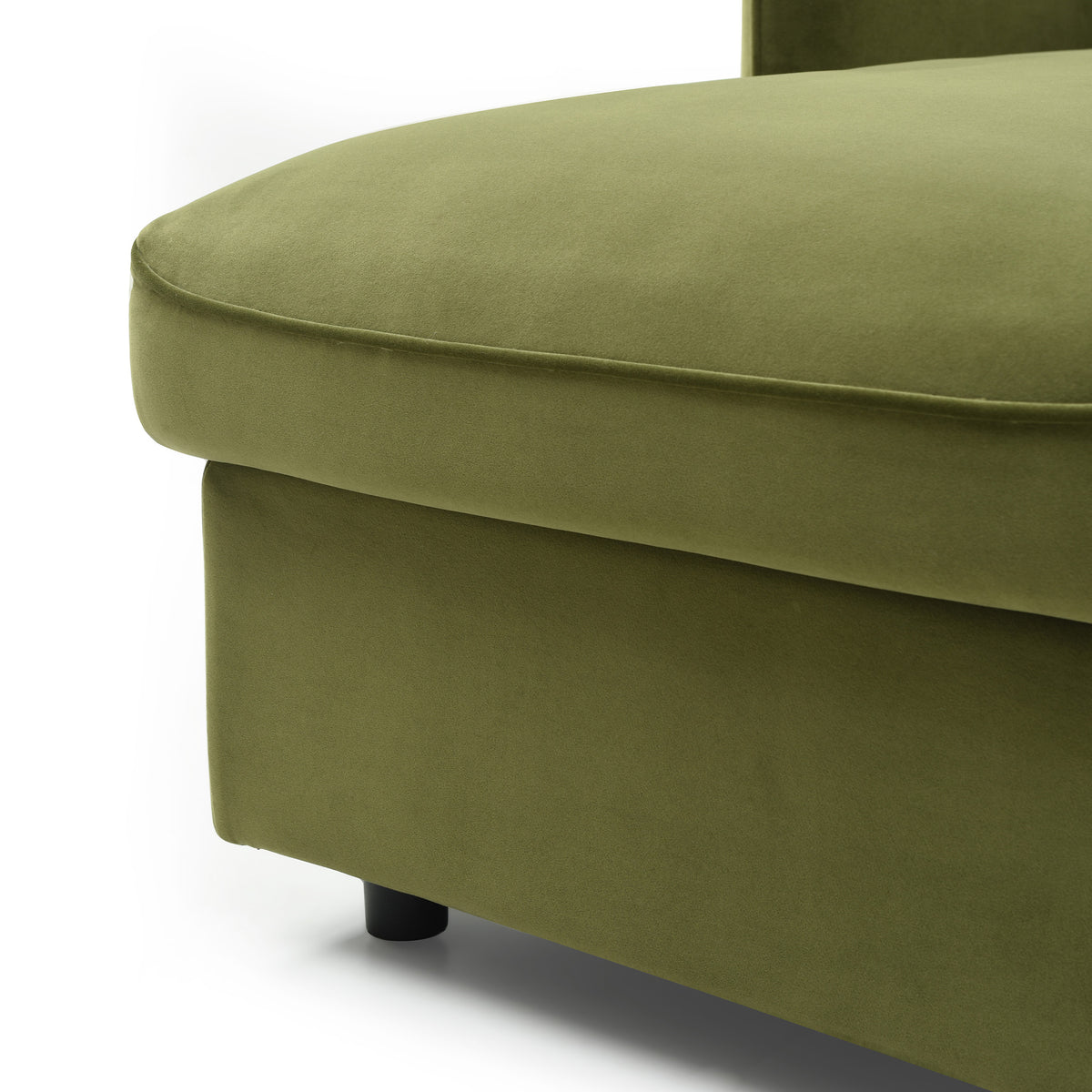 Thalia Olive Green Velvet 3 Seater Corner Chaise Sofa Bed