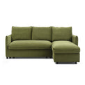 Thalia Olive Green Velvet 3 Seater Corner Chaise Sofa Bed