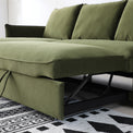 Thalia Olive Green Velvet 3 Seater Corner Chaise Sofa Bed