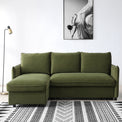 Thalia Olive Green Velvet 3 Seater Corner Chaise Sofa Bed for Living Room