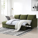 Thalia Olive Green Velvet 3 Seater Corner Chaise Sofa Bed