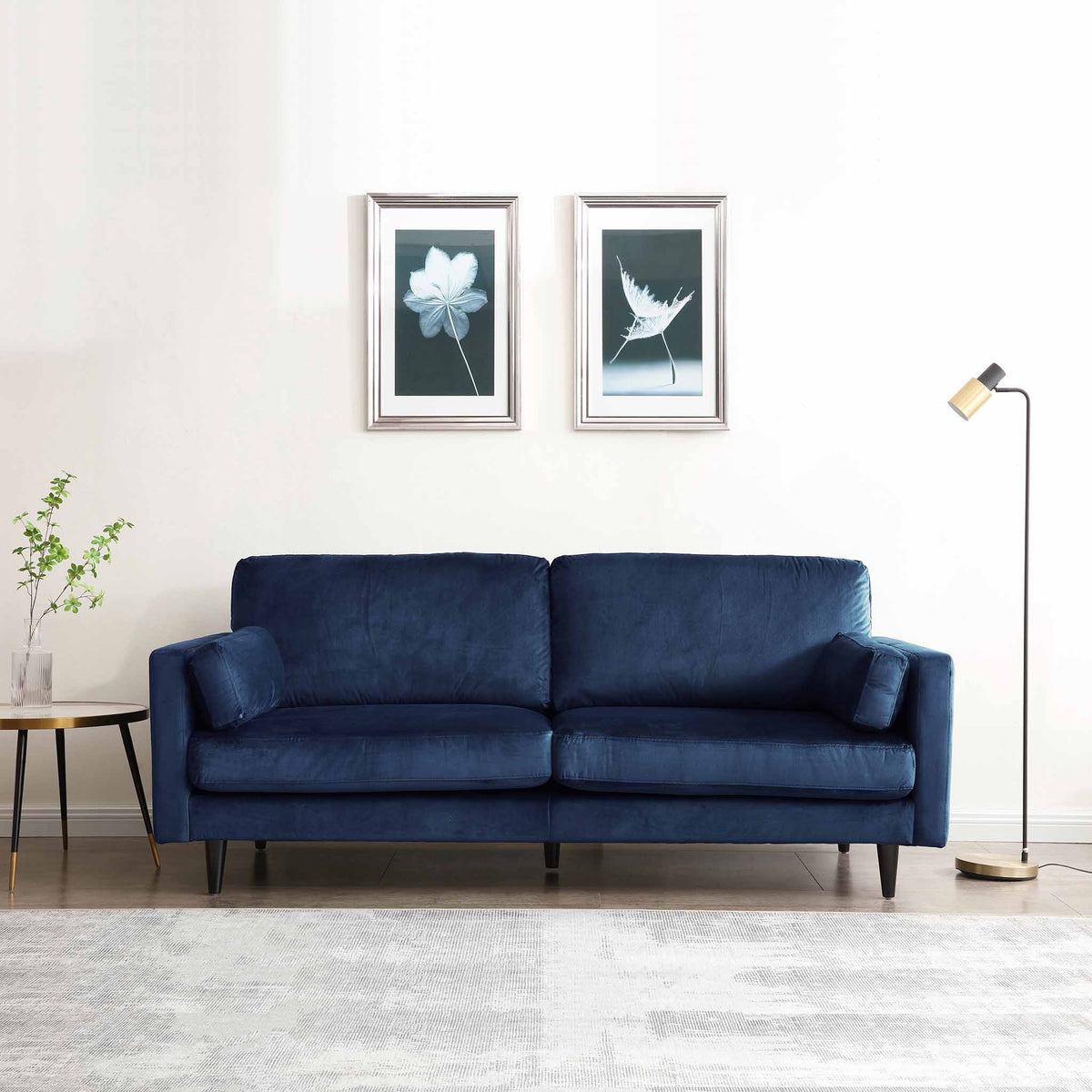 Elsdon Blue Ink 3 Seater Velvet Sofa lifestyle image