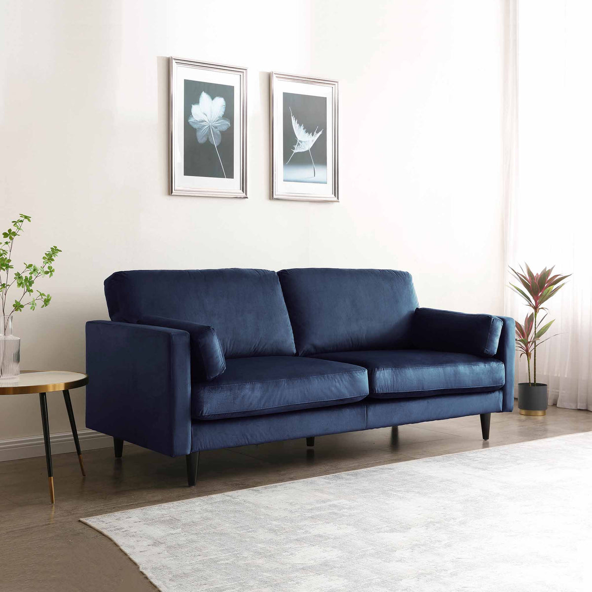 Elsdon Blue Ink 3 Seater Velvet Sofa lifestyle image
