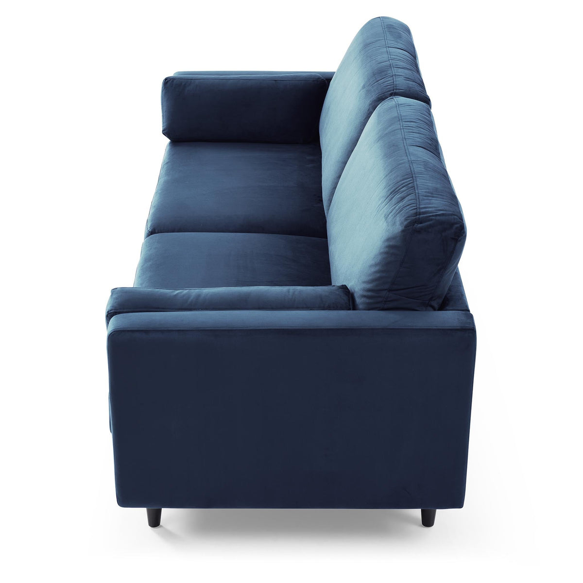 Elsdon Blue Ink 3 Seater Velvet Sofa side view