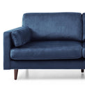 close up of the scatter cushions on the Elsdon Blue Ink 3 Seater Velvet Sofa