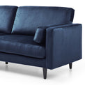 close up of the track arms on the Elsdon Blue Ink 3 Seater Velvet Sofa