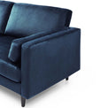 close up of the upholstered velvet fabric on the Elsdon Blue Ink 3 Seater Velvet Sofa