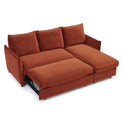 Thalia Burnt Orange Velvet 3 Seater Corner Chaise Sofa Bed