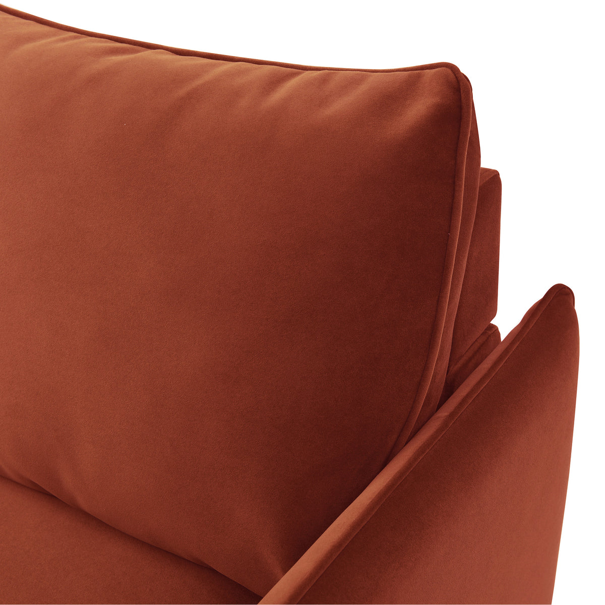 Thalia Burnt Orange Velvet 3 Seater Corner Chaise Sofa Bed