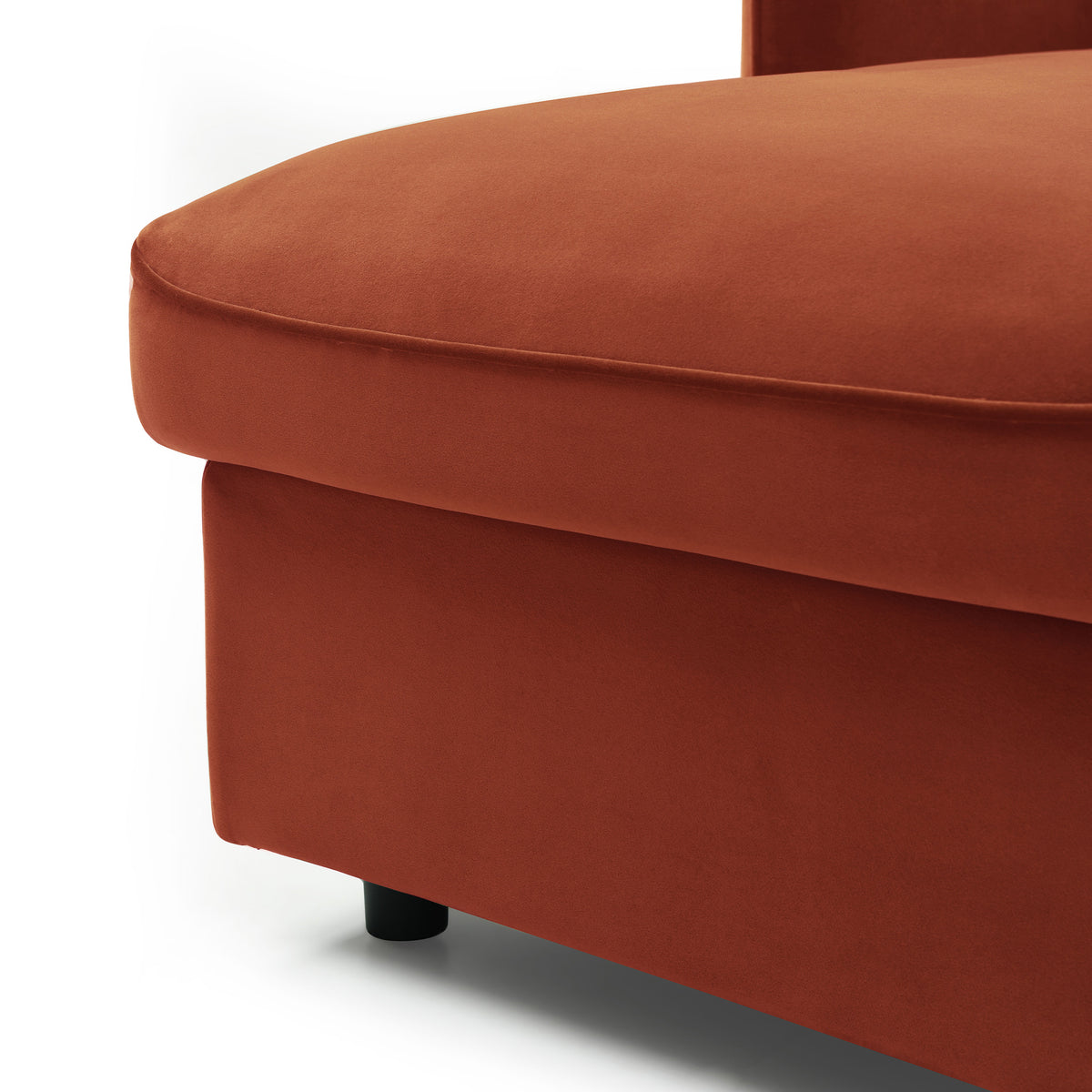 Thalia Burnt Orange Velvet 3 Seater Corner Chaise Sofa Bed