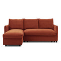 Thalia Burnt Orange Velvet 3 Seater Corner Chaise Sofa Bed