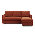 Thalia Burnt Orange Velvet 3 Seater Corner Chaise Sofa Bed