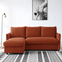 Thalia Burnt Orange Velvet 3 Seater Corner Chaise Sofa Bed for living room