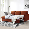 Thalia Burnt Orange Velvet 3 Seater Corner Chaise Sofa Bed