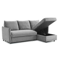 Thalia Grey Velvet 3 Seater Corner Chaise Sofa Bed