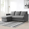 Thalia Grey Velvet 3 Seater Corner Chaise Sofa Bed