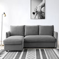 Thalia Grey Velvet 3 Seater Corner Chaise Sofa Bed for living room